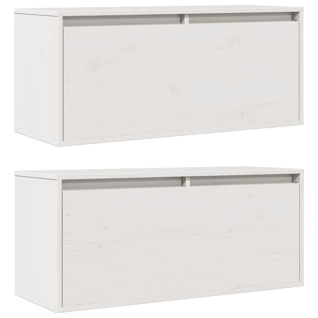 Zidni ormarići 2 kom bijeli 80 x 30 x 35 cm od masivne borovine