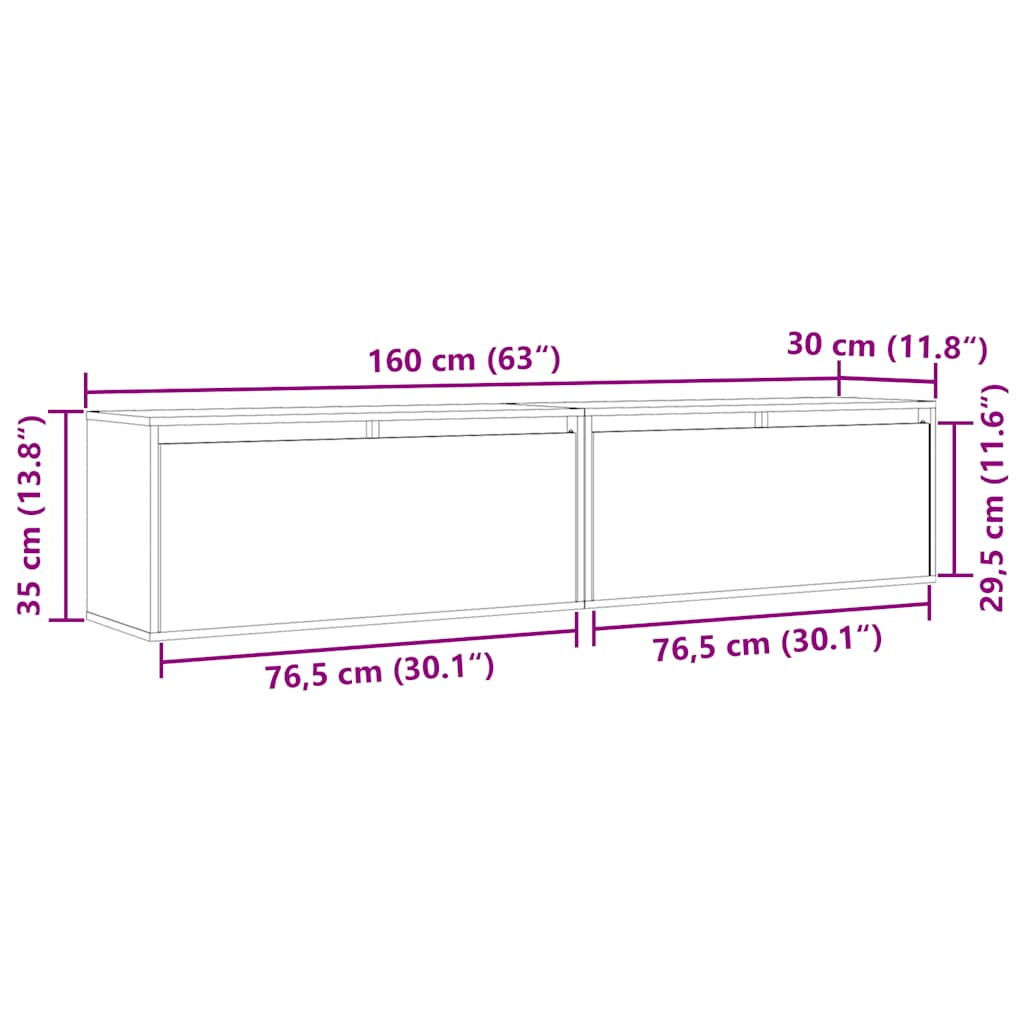 Zidni ormarići 2 kom bijeli 80 x 30 x 35 cm od masivne borovine