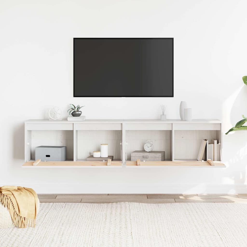 Zidni ormarići 2 kom bijeli 80 x 30 x 35 cm od masivne borovine