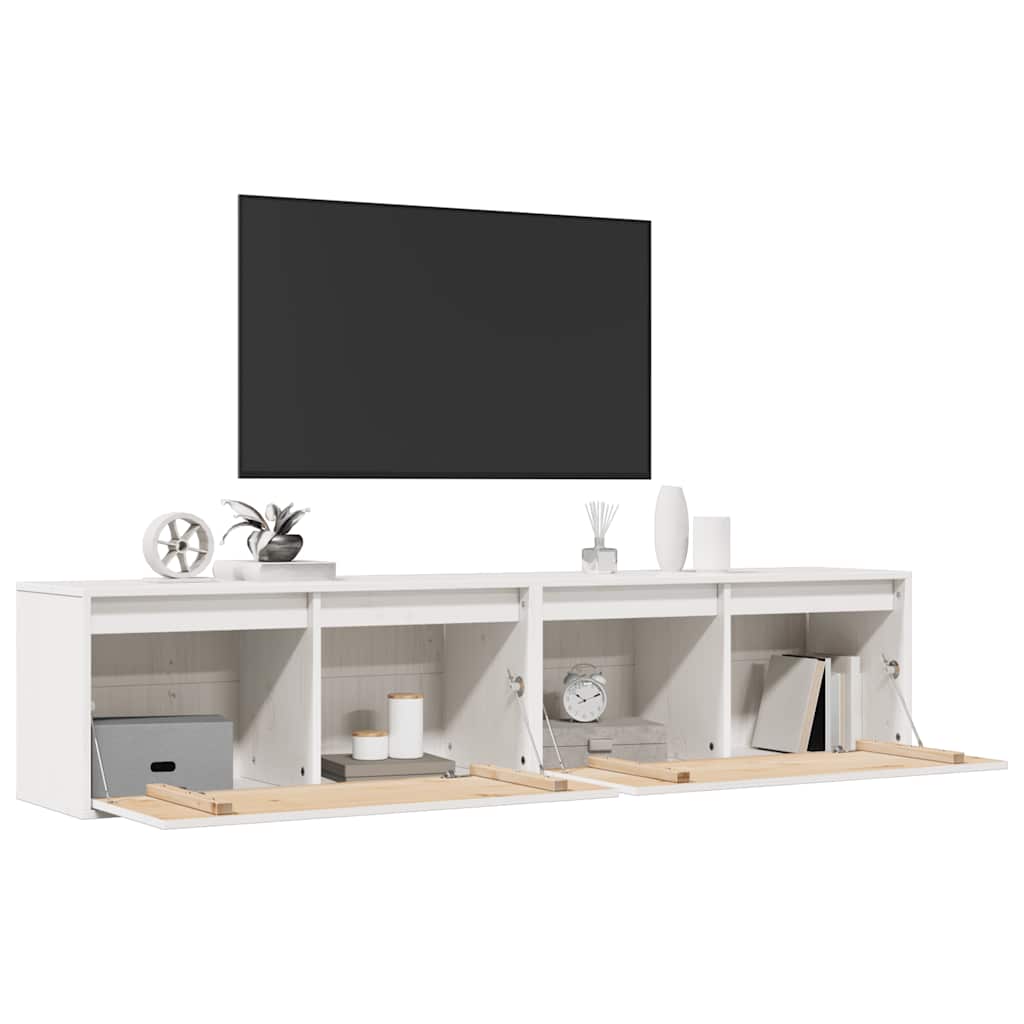 Zidni ormarići 2 kom bijeli 80 x 30 x 35 cm od masivne borovine