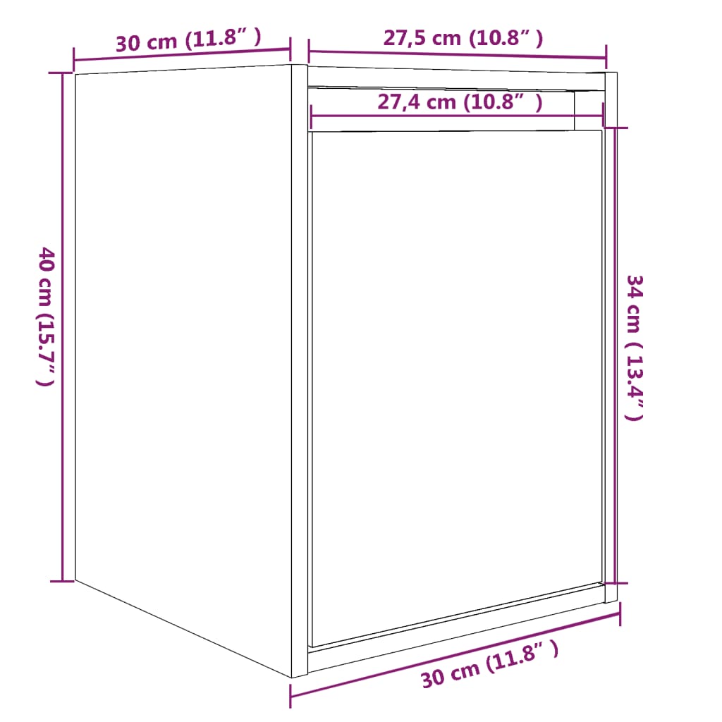 Zidni ormarići 2 kom crni 30 x 30 x 40 cm od masivne borovine