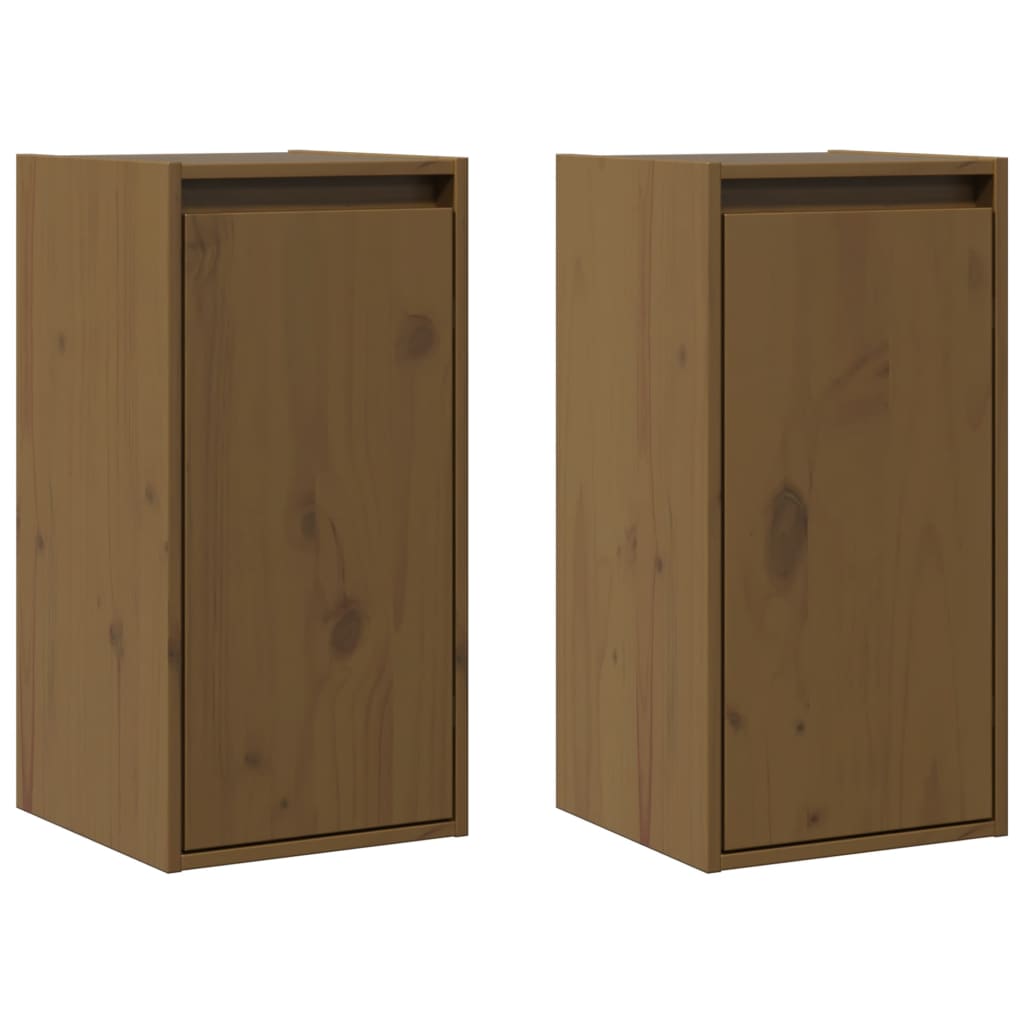 Zidni ormarići 2 kom boja meda 30x30x60 cm od masivne borovine