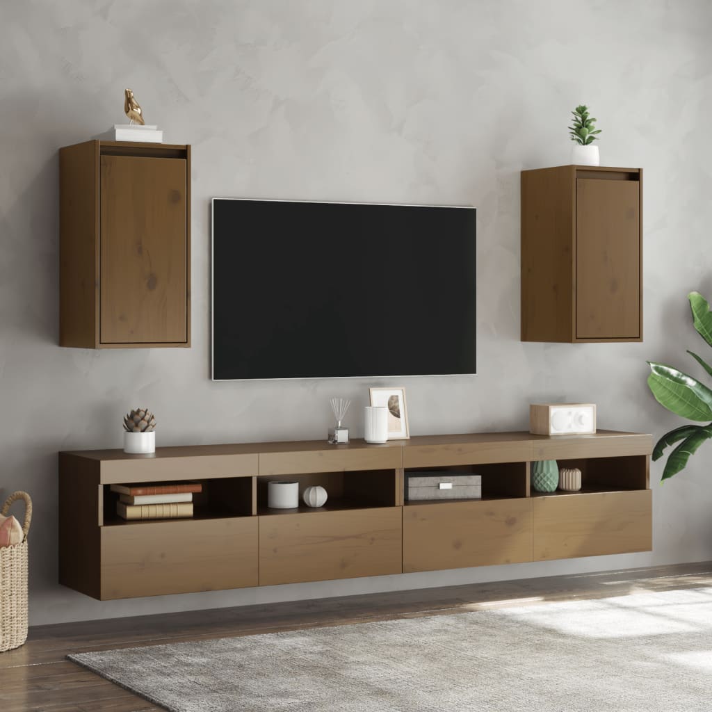 Zidni ormarići 2 kom boja meda 30x30x60 cm od masivne borovine