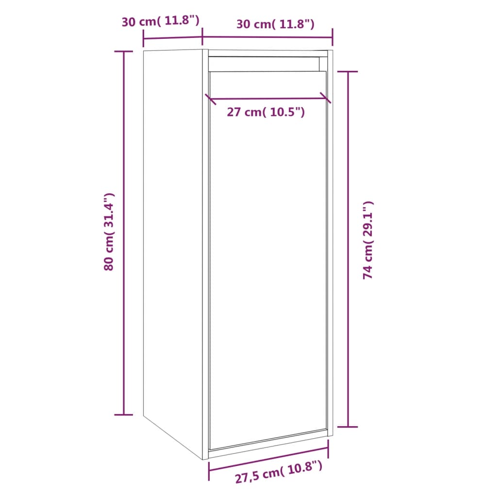 Zidni ormarići 2 kom bijeli 30 x 30 x 80 cm od masivne borovine