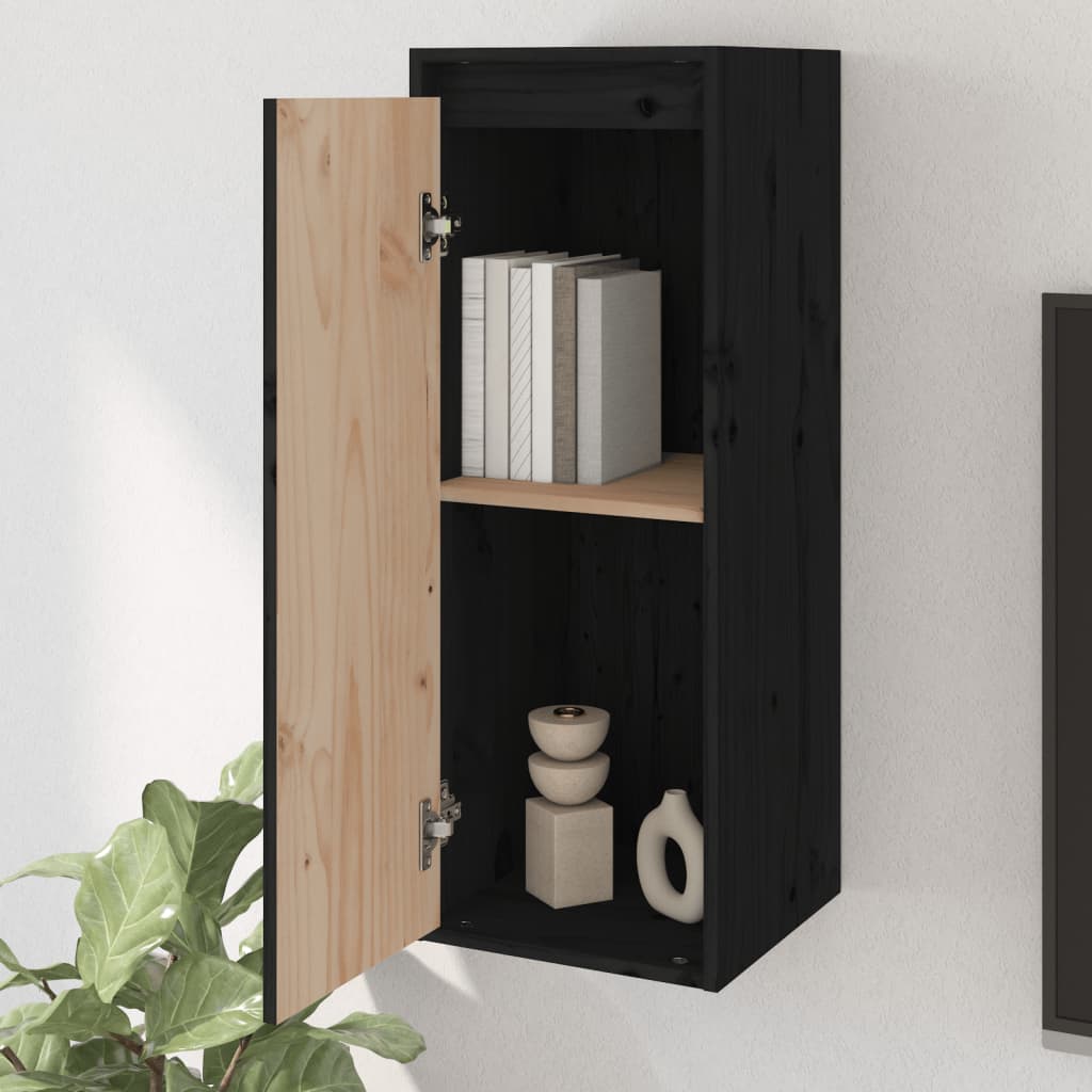 Zidni ormarići 2 kom crni 30 x 30 x 80 cm od masivne borovine