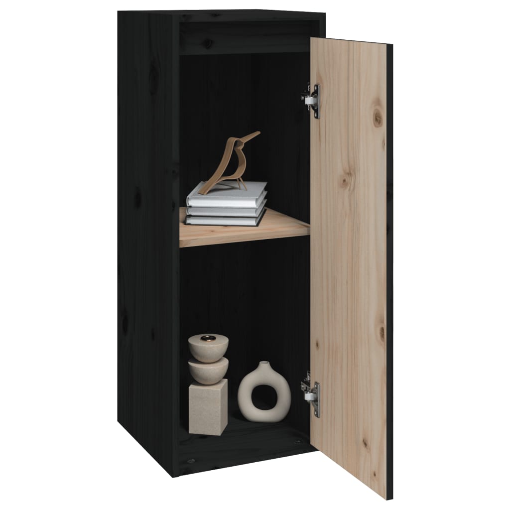 Zidni ormarići 2 kom crni 30 x 30 x 80 cm od masivne borovine