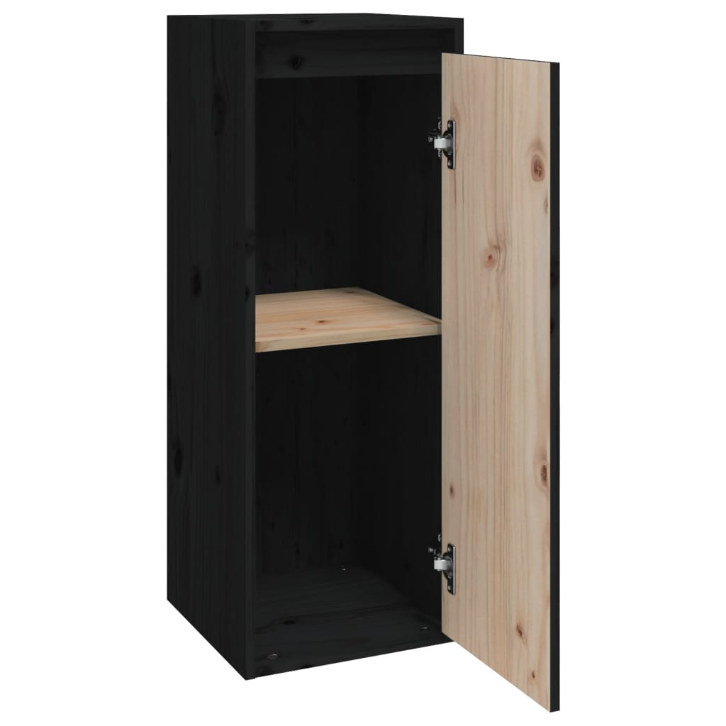 Zidni ormarići 2 kom crni 30 x 30 x 80 cm od masivne borovine