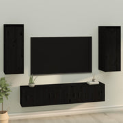 Zidni ormarići 2 kom crni 30 x 30 x 80 cm od masivne borovine