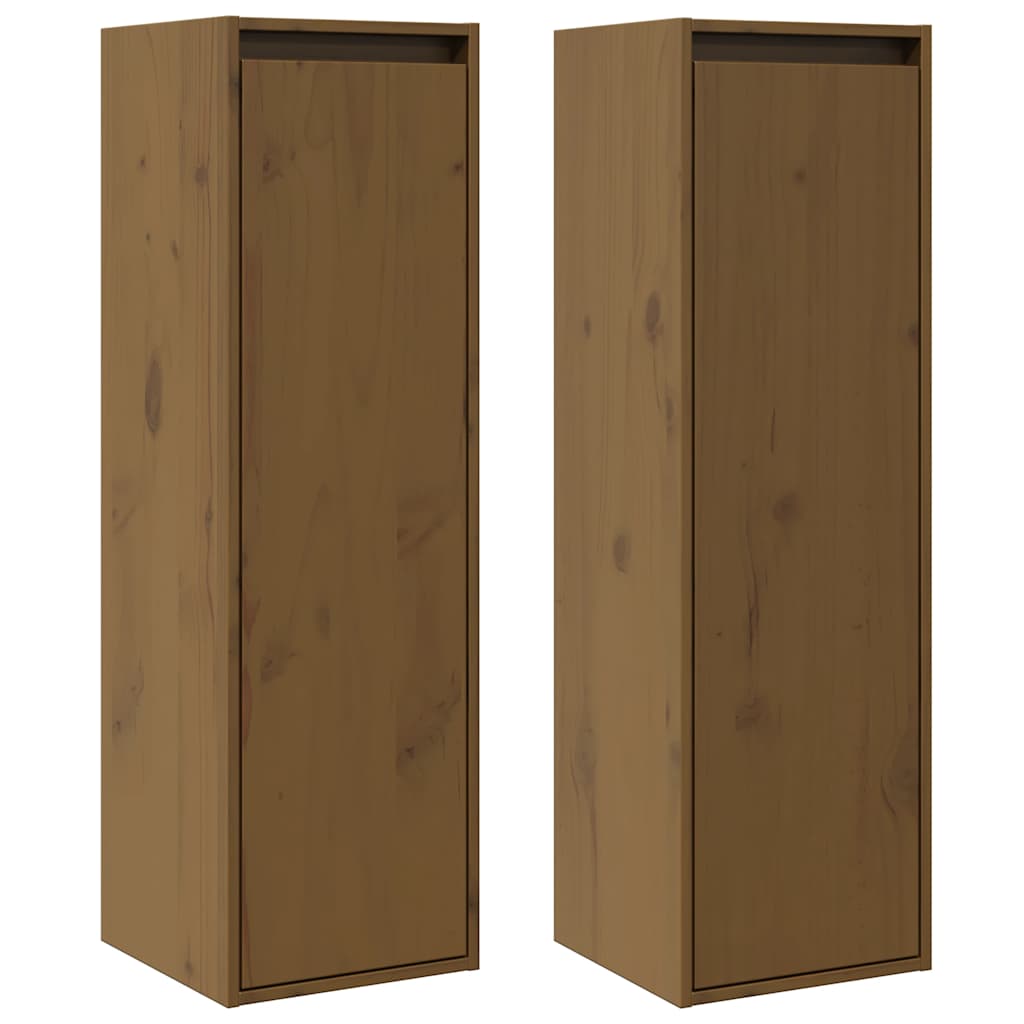 Zidni ormarići 2 kom boja meda 30x30x100 cm od masivne borovine