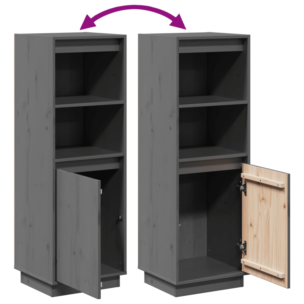 Visoka komoda siva 37 x 34 x 110 cm od masivne borovine