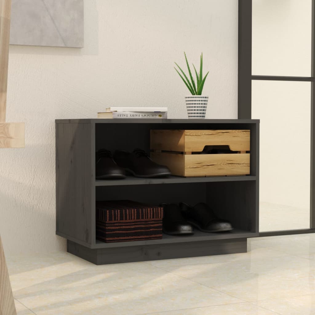 Ormarić za cipele sivi 60 x 34 x 45 cm od masivne borovine
