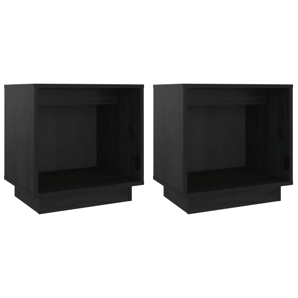 Noćni ormarići 2 kom crni 40 x 30 x 40 cm od masivne borovine