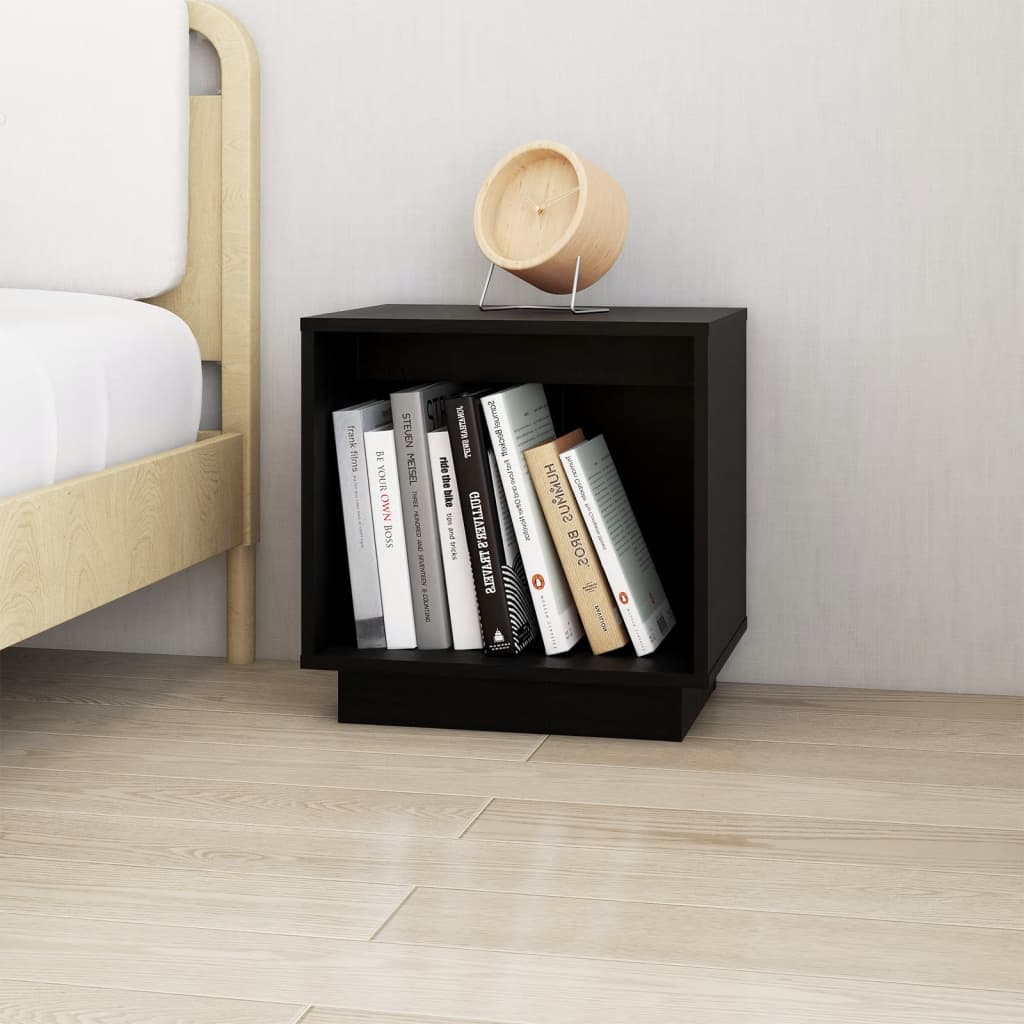 Noćni ormarići 2 kom crni 40 x 30 x 40 cm od masivne borovine