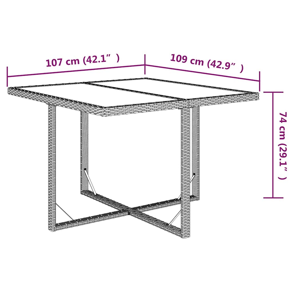 5-dijelni vrtni blagovaonski set s jastucima od poliratana crni Crna 109 cm table length