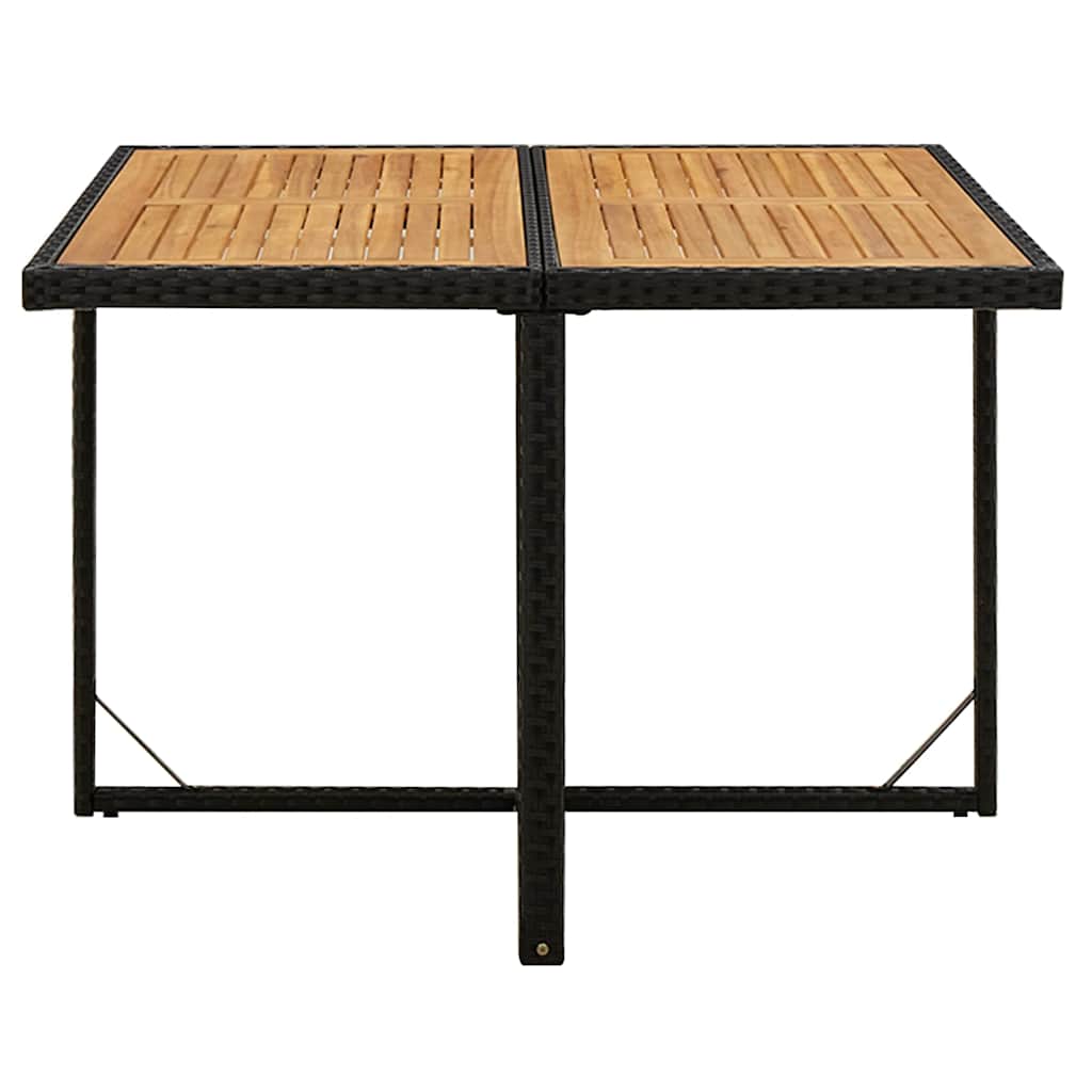 9-dijelni vrtni blagovaonski set s jastucima crni od poliratana Crna 109 cm table length