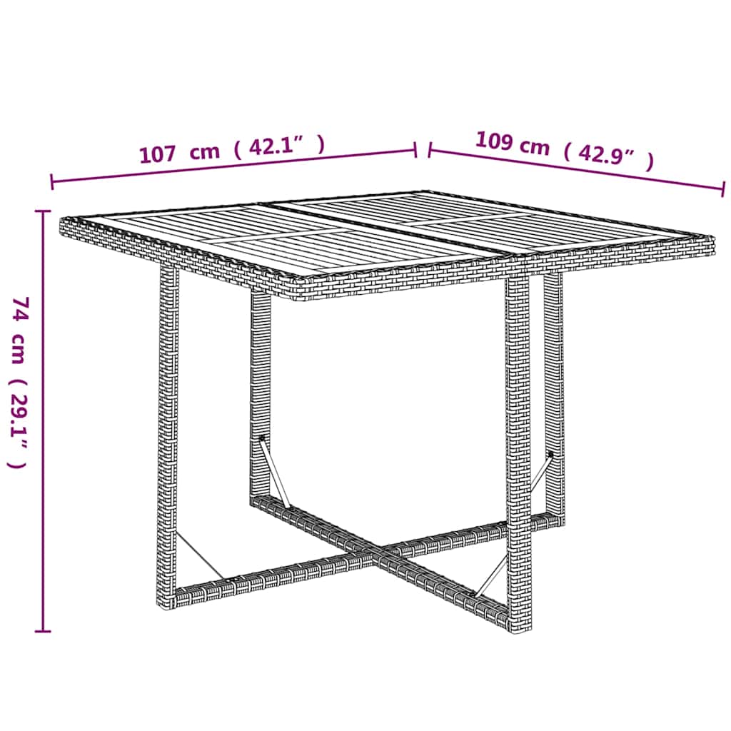 9-dijelni vrtni blagovaonski set s jastucima crni od poliratana Crna 109 cm table length