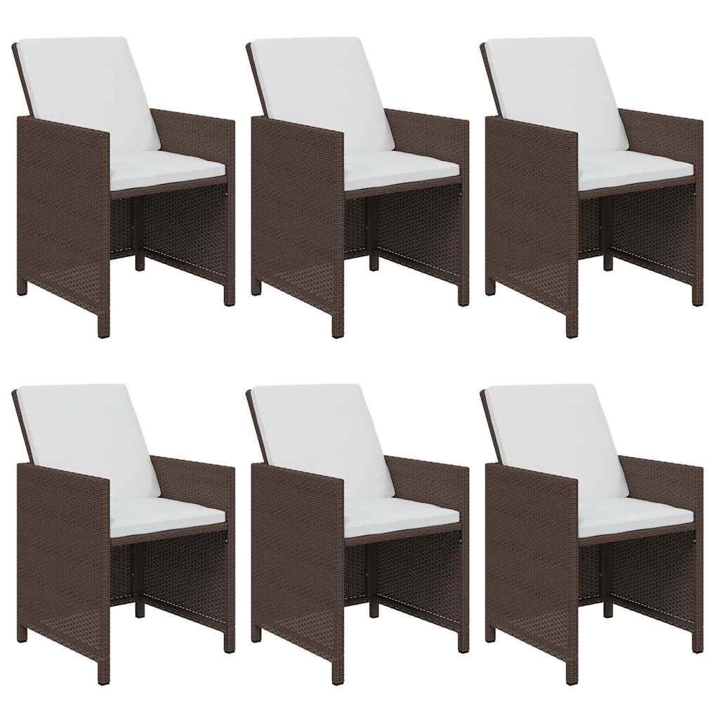7-dijelni vrtni blagovaonski set s jastucima poliratan smeđi Smeđa 163 cm table length