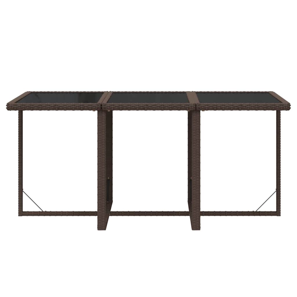 7-dijelni vrtni blagovaonski set s jastucima poliratan smeđi Smeđa 163 cm table length