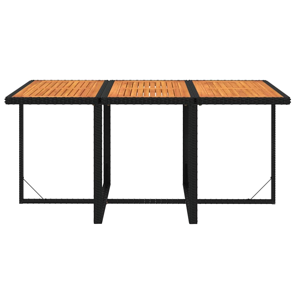 7-dijelni vrtni blagovaonski set s jastucima crni od poliratana Crna 163 cm table length