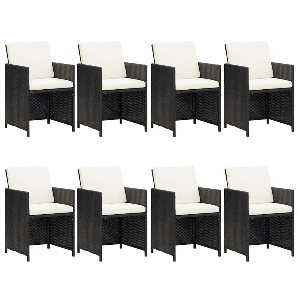 9-dijelni vrtni blagovaonski set s jastucima crni od poliratana Crna 219 cm table length