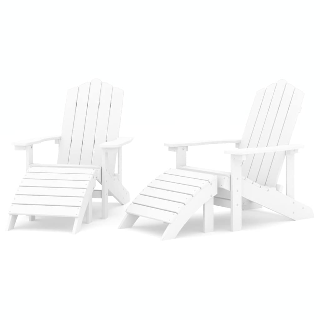 Vrtne stolice Adirondack s osloncima za noge 2 kom HDPE bijele