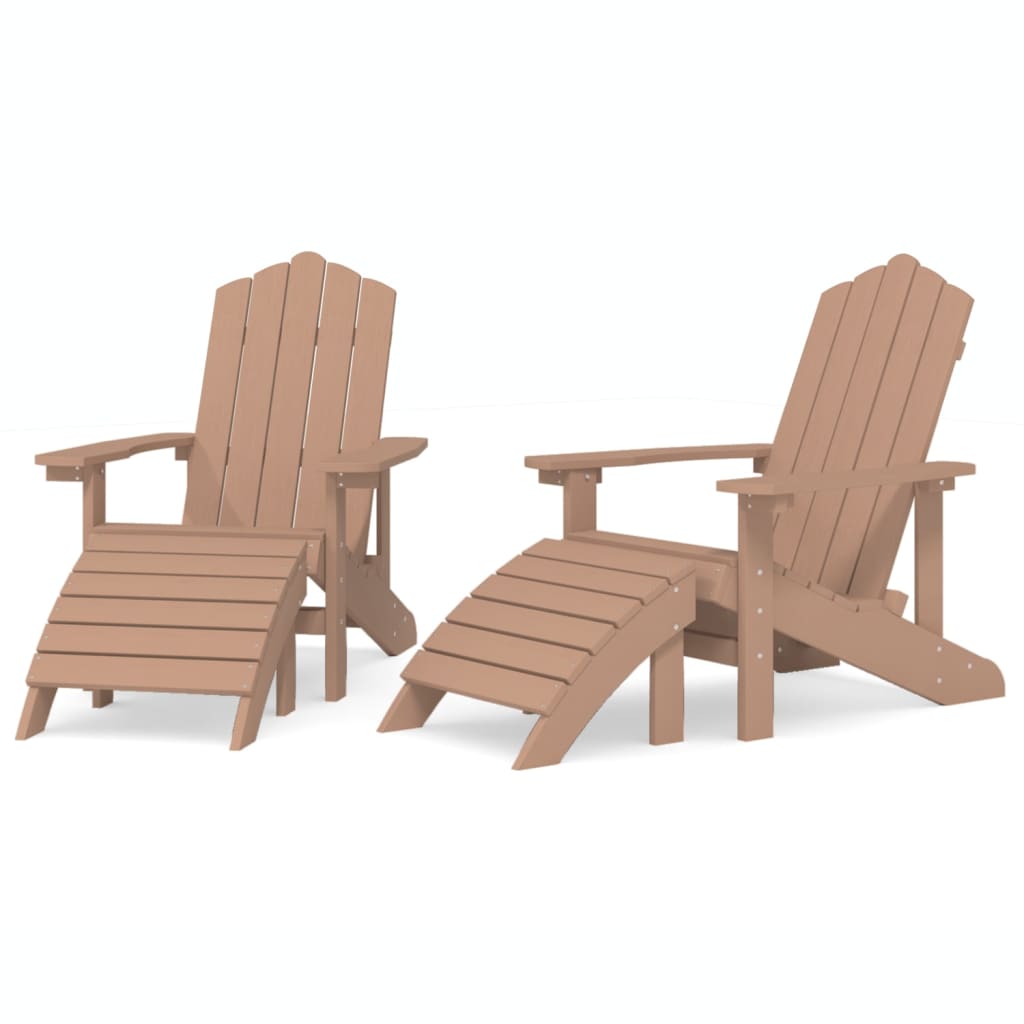 Vrtne stolice Adirondack s osloncima za noge 2 kom HDPE smeđe