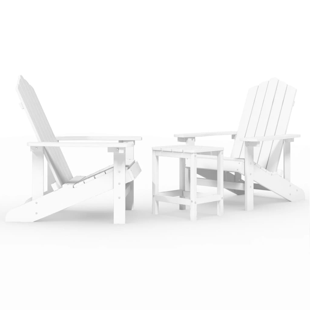 Vrtne stolice Adirondack sa stolićem HDPE bijele
