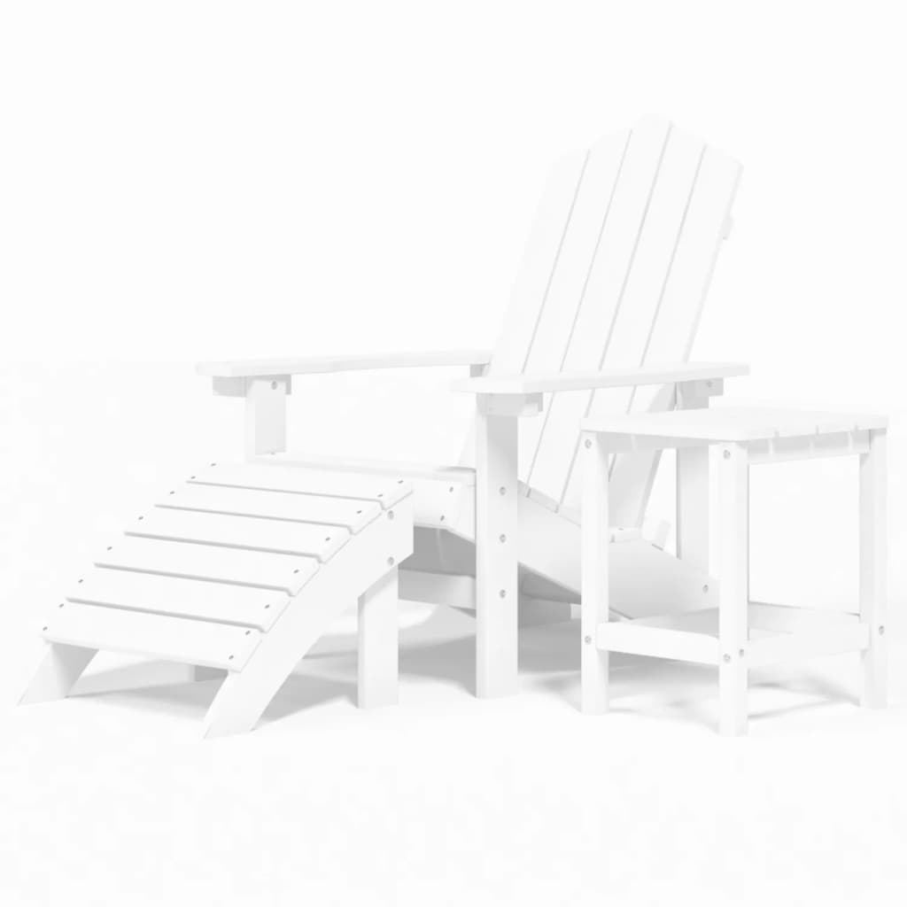 Vrtna stolica Adirondack s osloncem i stolićem HDPE bijela