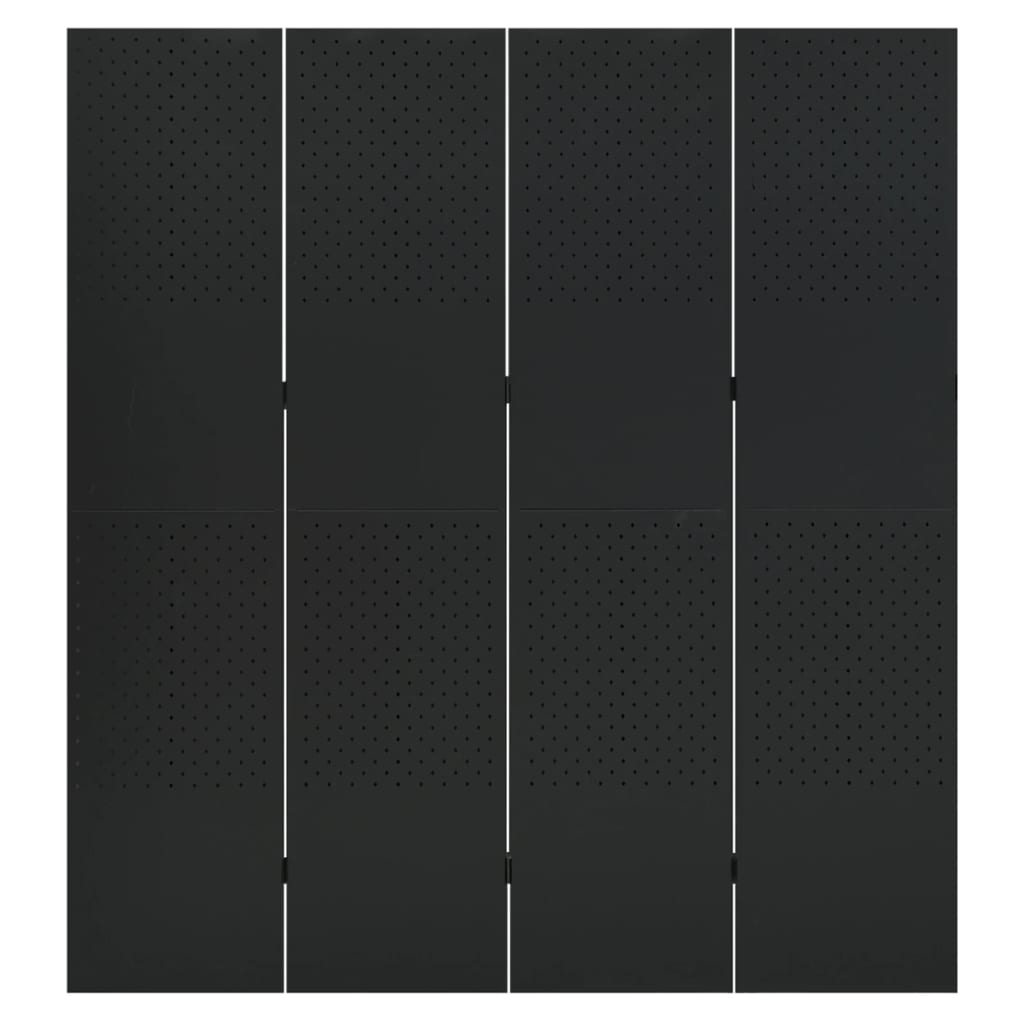 Sobne pregrade s 4 panela 2 kom crne 160 x 180 cm čelične