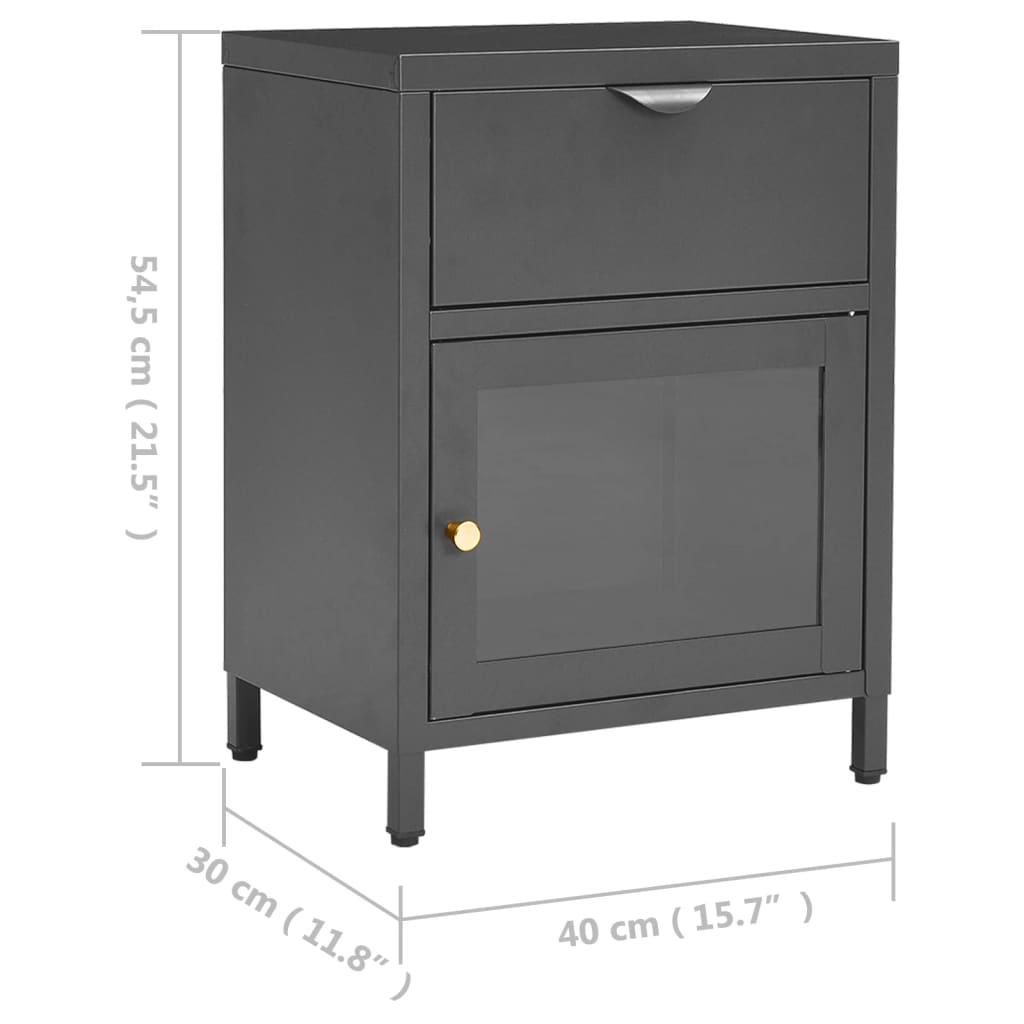 Noćni ormarići 2 kom antracit 40x30x54,5 cm od čelika i stakla