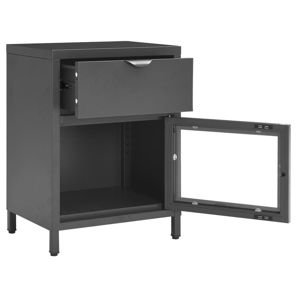 Noćni ormarići 2 kom antracit 40x30x54,5 cm od čelika i stakla