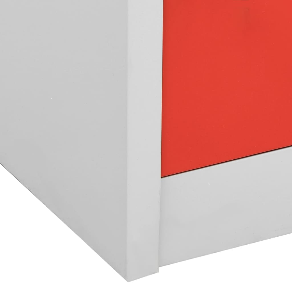 Ormarići s ključem 5 kom svjetlosivi/crveni 90x45x92,5 cm čelik