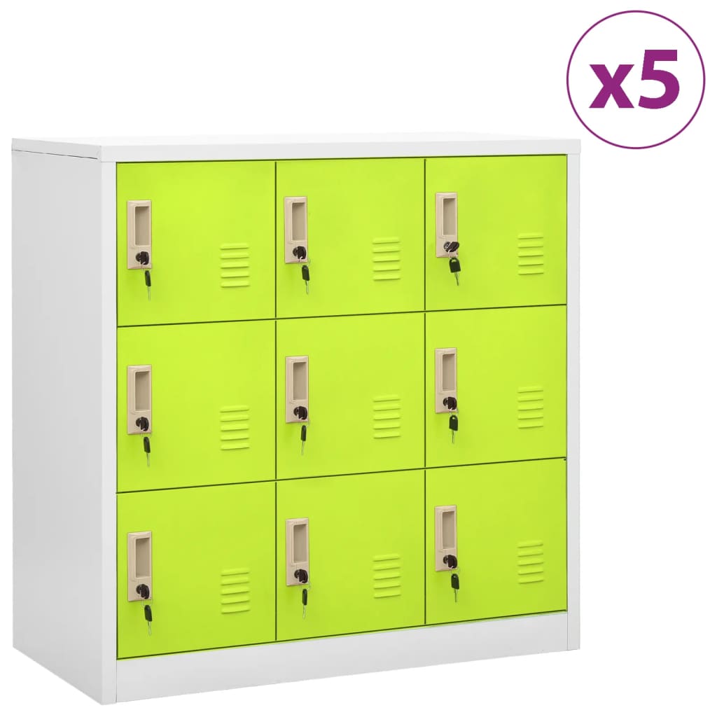 Ormarići s ključem 5 kom svjetlosivi/zeleni 90x45x92,5 cm čelik