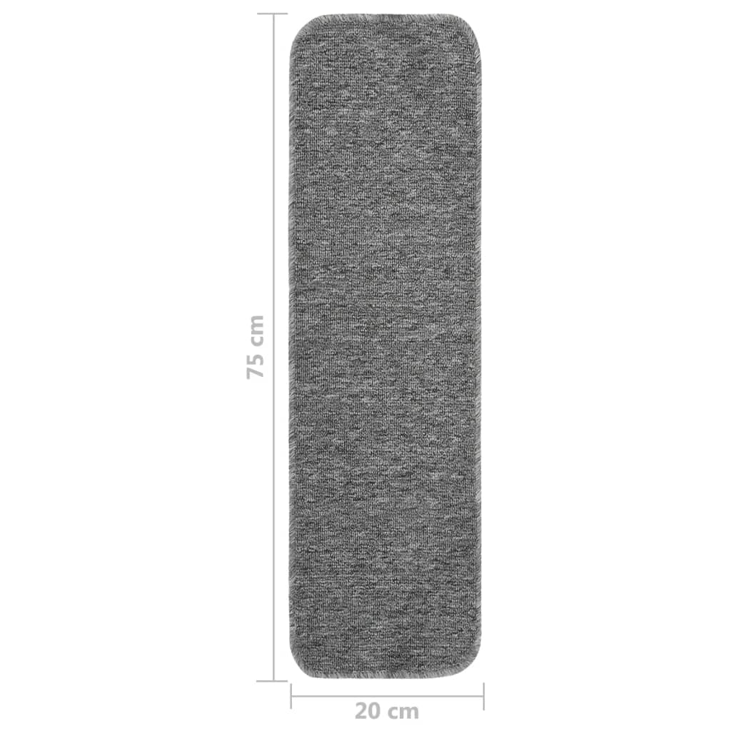 Protuklizni otirači za stepenice 15 kom 75x20cm sivi pravokutni