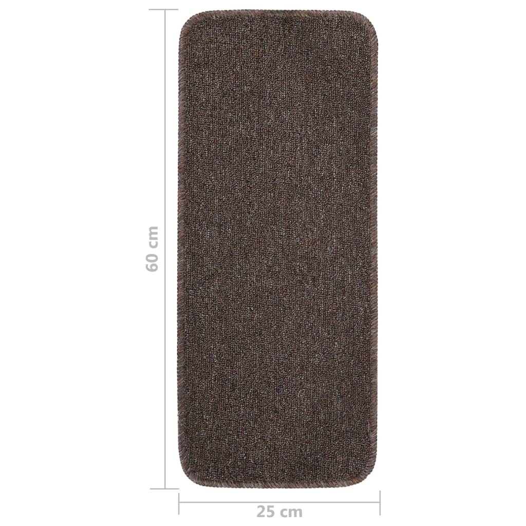 Protuklizni otirači za stepenice 15 kom 60 x 25 cm smeđi