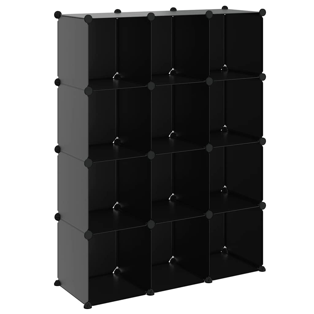 Kockasti organizator za pohranu s 12 kocki crni od PP-a