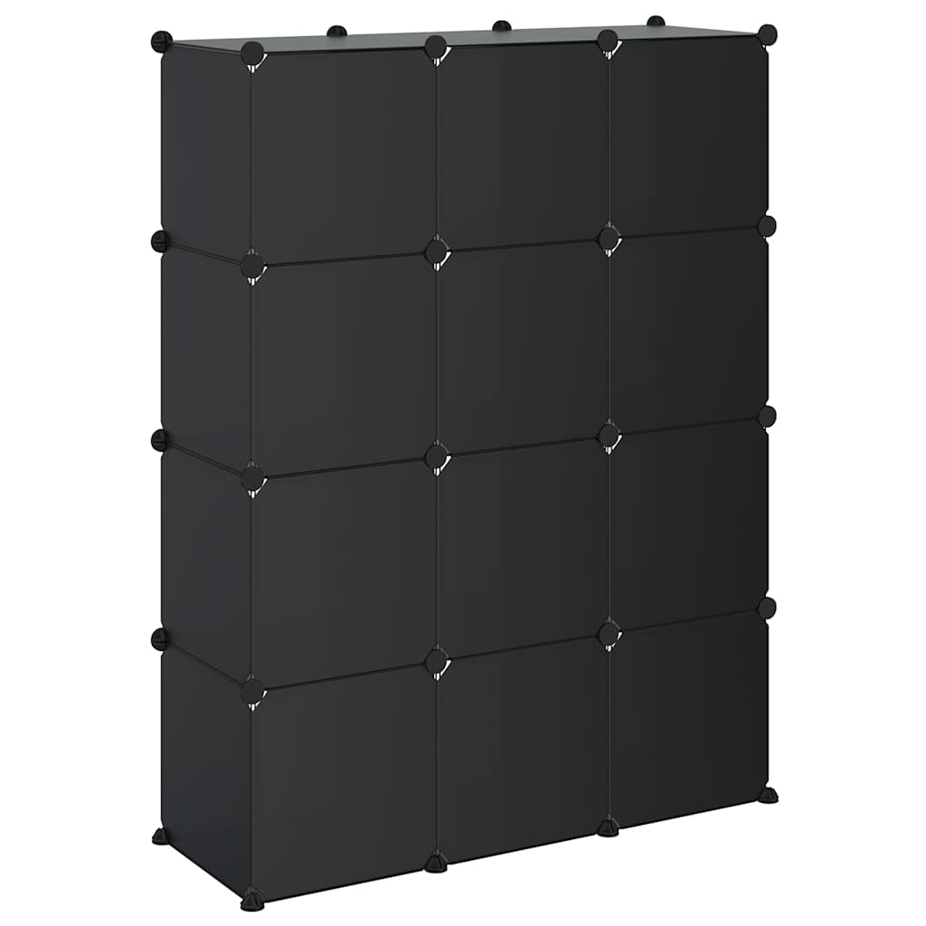 Kockasti organizator za pohranu s 12 kocki crni od PP-a