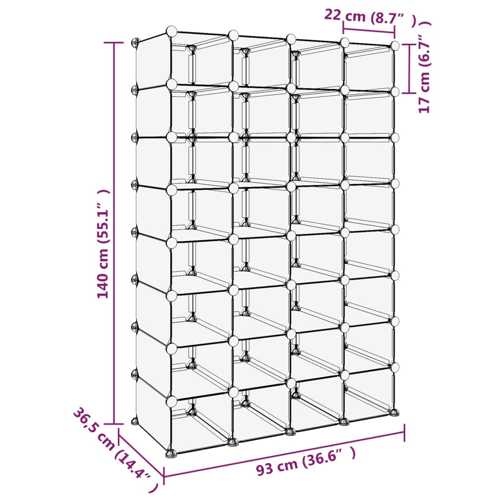 Stalak za cipele prozirni 93 x 36,5 x 140 cm PP