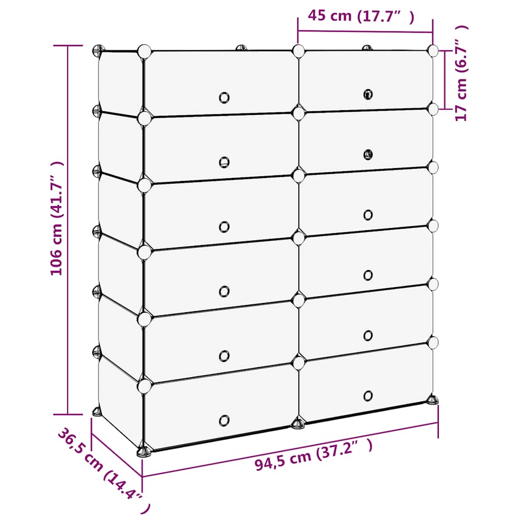 Stalak za cipele crni 94,5 x 36,5 x 106 cm PP