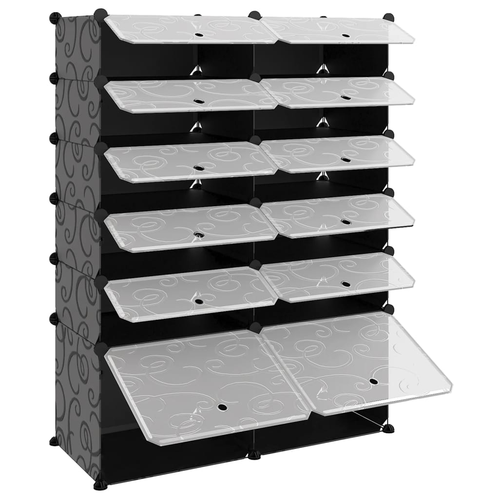 Stalak za cipele crni 94 x 37 x 125 cm PP