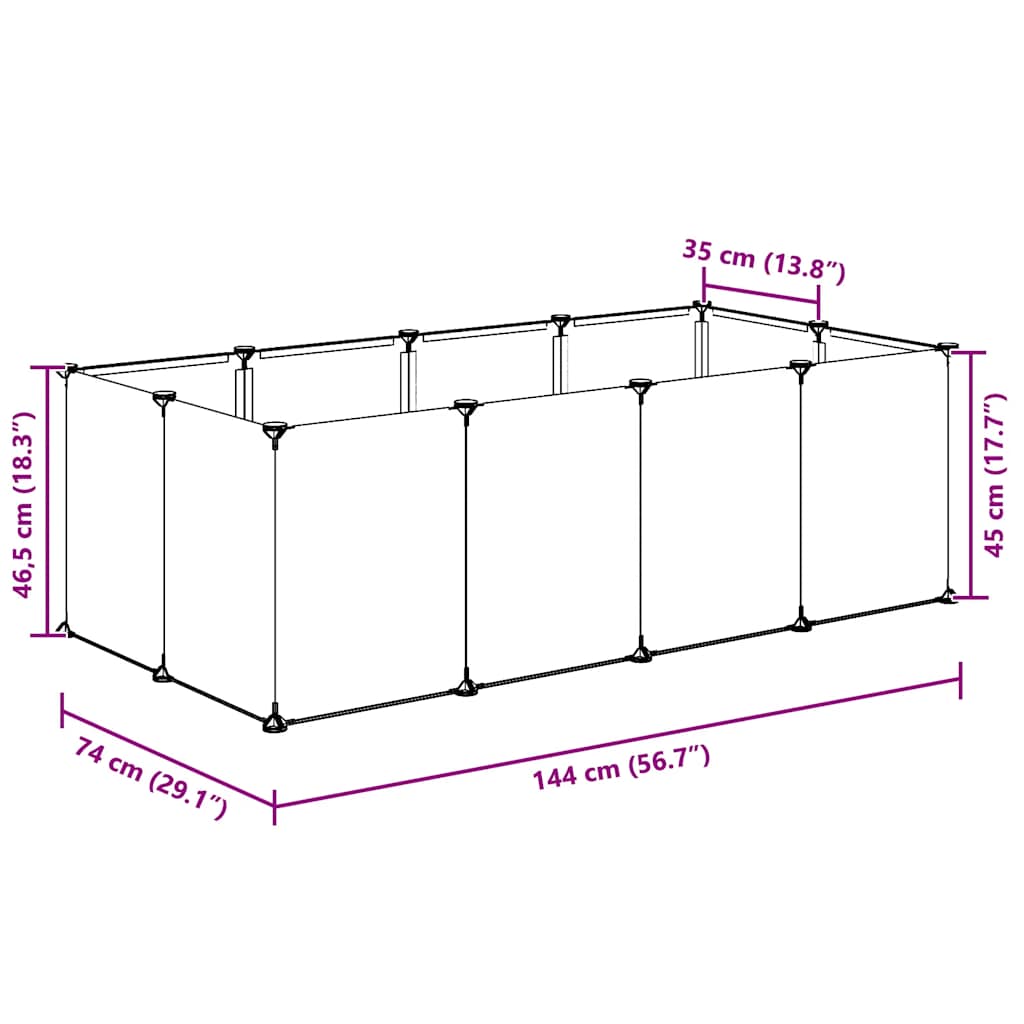 Kavez za male životinje crni 144 x 74 x 46,5 cm PP i čelik
