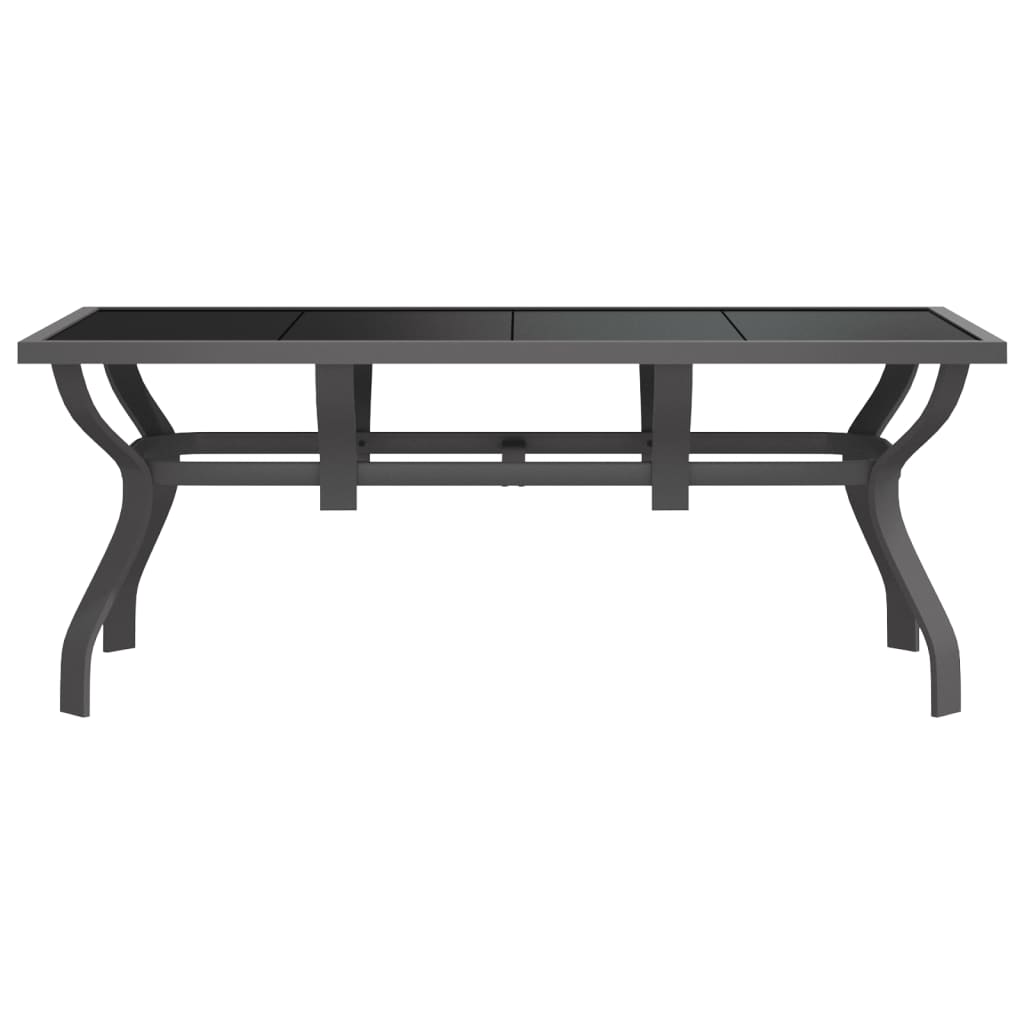 Vrtni stol sivo-crni 180 x 80 x 70 cm od čelika i stakla