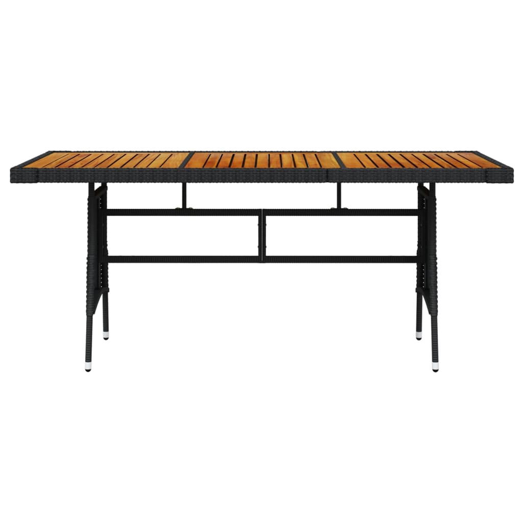 Vrtni stol crni 160x70x72 cm poliratan i masivno bagremovo drvo