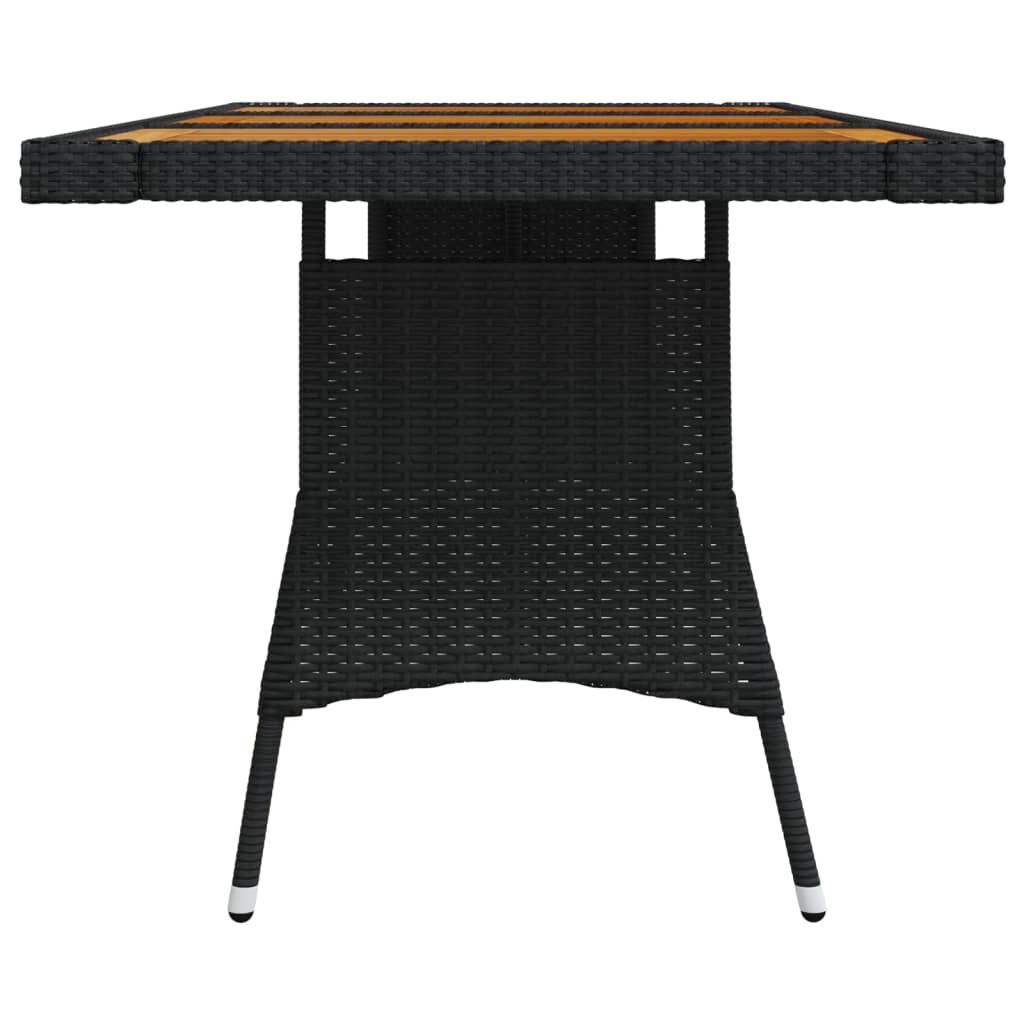 Vrtni stol crni 160x70x72 cm poliratan i masivno bagremovo drvo