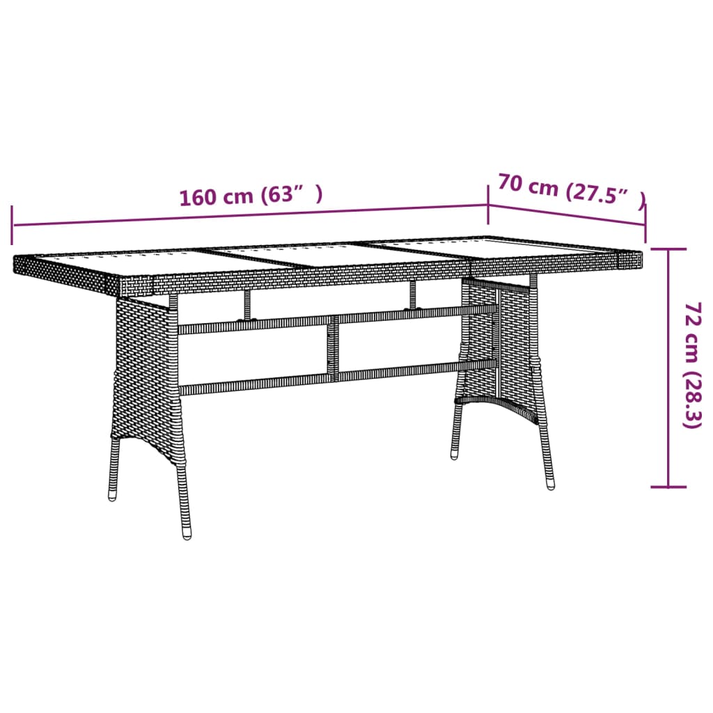 Vrtni stol sivi 160x70x72 cm poliratan i masivno bagremovo drvo