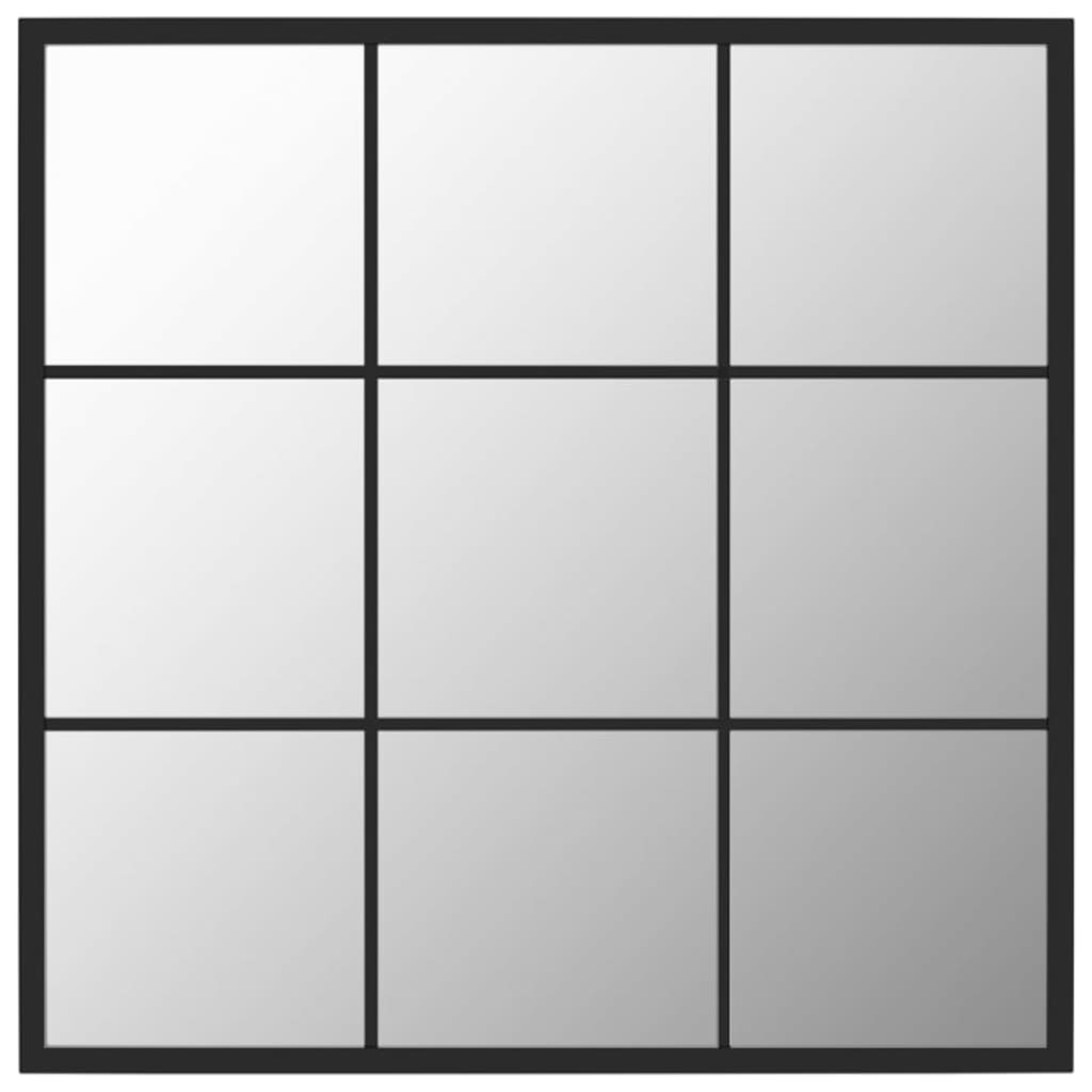 Zidno ogledalo crno 60 x 60 cm metalno