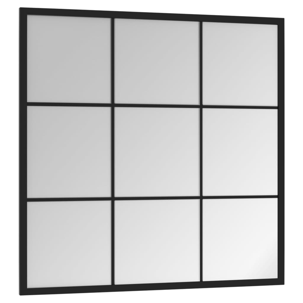 Zidno ogledalo crno 60 x 60 cm metalno
