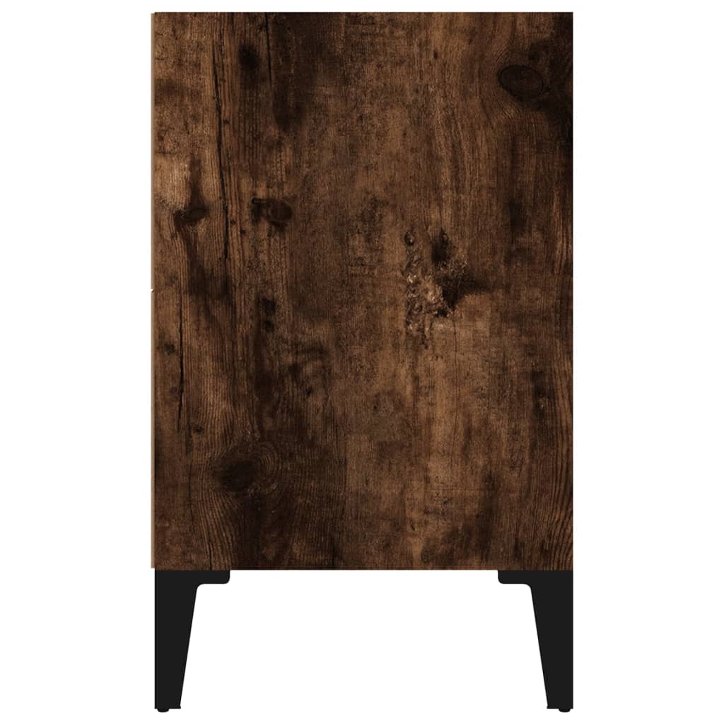 Noćni ormarić s metalnim nogama dimljeni hrast 40 x 30 x 50 cm