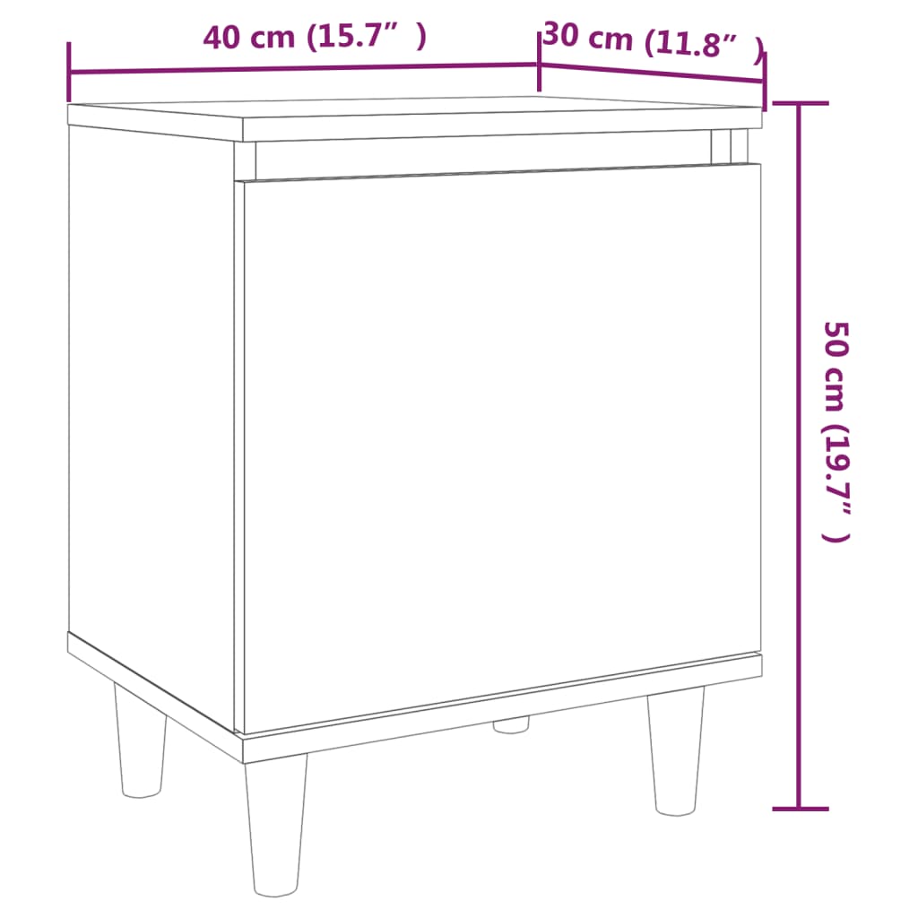 Noćni ormarić s drvenim nogama 2 kom dimljeni hrast 40x30x50 cm