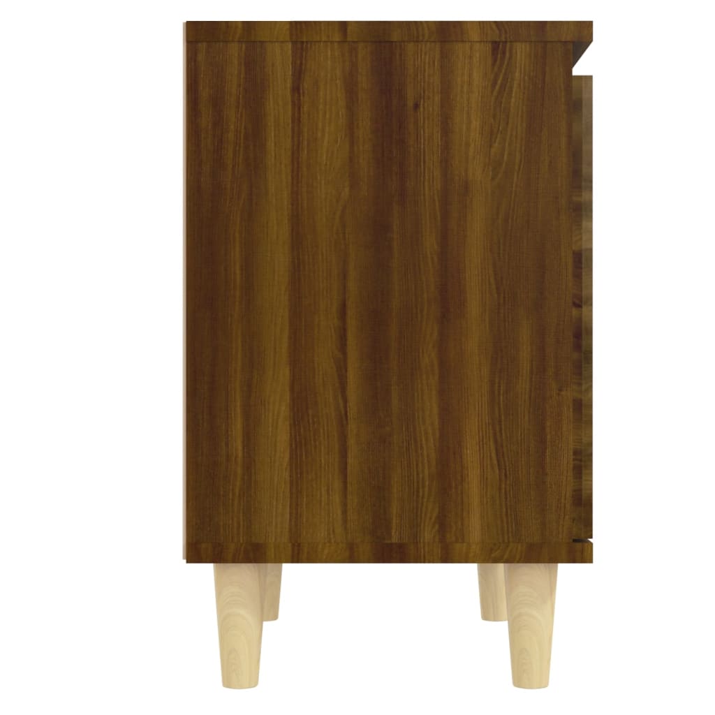 Noćni ormarići s drvenim nogama 2 kom smeđi hrast 40x30x50 cm